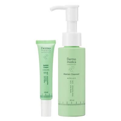 Dermomedica Azelaic Cream + Azelaic Cleanser ZESTAW Krem z kwasem azelainowym, witaminą E i heksylorezorcynolem 15 ml + Żel do mycia z kwasem azelainowym 60 ml