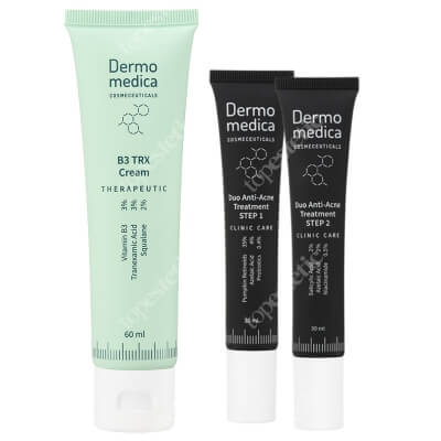 Dermomedica B3 TRX Cream + Duo Anti-Acne Treatment ZESTAW Krem z niacynamidem, kwasem traneksamowym i skwalanem 60 ml + Podwójna kuracja dla skóry ze zmianami trądzikowymi 2 x 30 ml