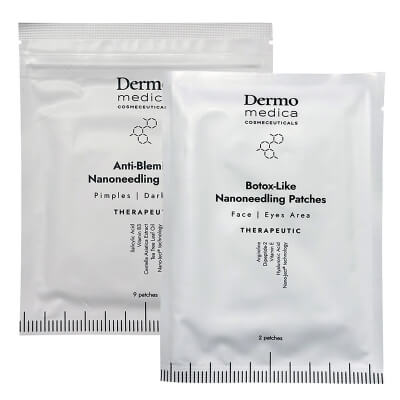 Dermomedica Botox - Like Nanoneedling Patches + Anti - Blemish Nanoneedling Patches ZESTAW Płatki nanoigłowe o działaniu przeciwzmarszczkowym i napinającym 1 szt + Płatki nanoigłowe działaniu przeciwtrądzikowym 1 szt