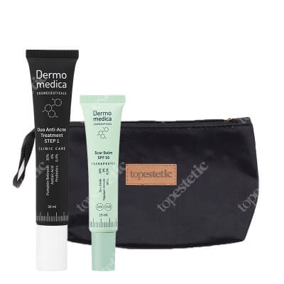 Dermomedica Duo Anti - Acne Treatment STEP 1 + Scar Balm SPF 50 ZESTAW Maska kwasowo-retinoidowa 30 ml + Balsam gojący z filtrem 15 ml + Kosmetyczka Topestetic