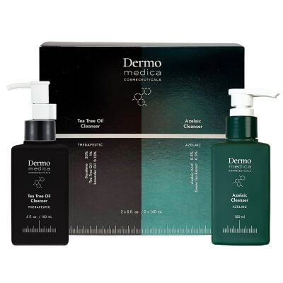 Dermomedica Dwuetapowe Oczyszczanie ZESTAW Olejek myjący ze skwalanem, olejkiem z drzewa herbacianego i olejkiem lawendowym 150 ml + Żel do mycia z kwasem azelainowym 150 ml