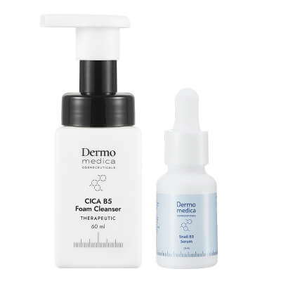 Dermomedica Gentle Start ZESTAW Regeneracyjna pianka do mycia twarzy 60 ml + Serum z ekstraktem ze śluzu ślimaka, witaminą B3 (niacynamidem) i beta-glukanem 15 ml