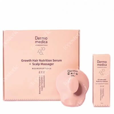 Dermomedica Growth Hair Nutrition Serum + Scalp Massager ZESTAW Serum do skóry głowy z kompleksem peptydowo-miedziowym, pochodną biotyny i glukonolaktonem 60 ml + Masażer do skóry głowy 1 szt