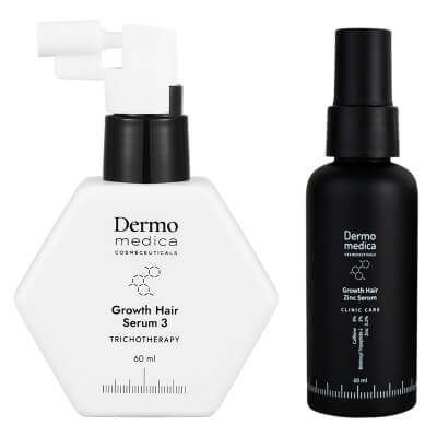 Dermomedica Growth Hair Serum 3 + Growth Hair Zinc Serum ZESTAW Trychologiczne serum na porost włosów 60 ml + Serum na włosy z kompleksem peptydowo-miedziowym, pochodną biotyny oraz cynkiem 60 ml
