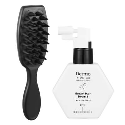 Dermomedica Growth Hair Serum 3 + HeadSPA Massager ZESTAW Trychologiczne serum na porost włosów 60 ml + Masażer do skóry głowy 1 szt