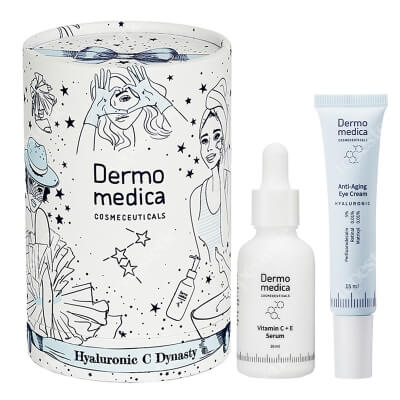 Dermomedica Hyaluronic C Dynasty ZESTAW Serum z witaminą C, Argireliną®, witaminą E i kwasem ferulowym 30ml + Krem przeciwstarzeniowy wokół oczu 15 ml