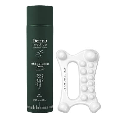Dermomedica Kobido and Massage CBD Cream + Dermo Sculpt Gua Sha ZESTAW Preparat do masażu profesjonalnego ciała i twarzy 200 ml + Ceramiczny masażer do twarzy i ciała 1 szt