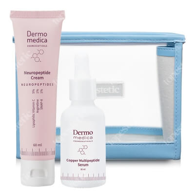 Dermomedica Neuropeptide Cream + Copper Multipeptide Serum ZESTAW Krem z neuropeptydami 60 ml + Serum z tripeptydem miedziowym, argireliną i beta-glukanem 30 ml + Kosmetyczka 1 szt