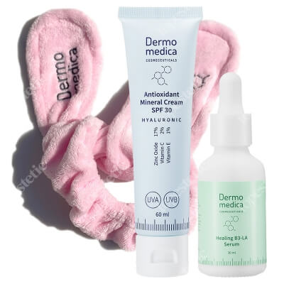 Dermomedica Pielęgnacja Skóry Tłustej ZESTAW Serum na dzień i na noc 30 ml + Przeciwstarzeniowy krem antyoksydacyjny z filtrem 60 ml + Różowa 1 szt