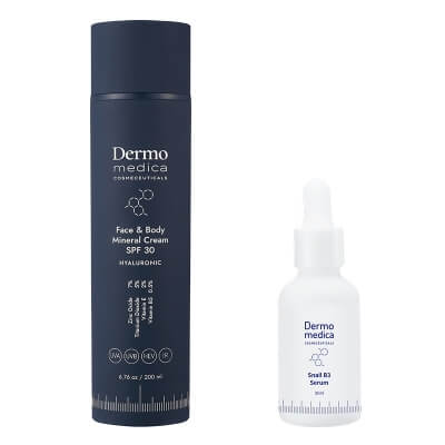 Dermomedica Radiant Essence ZESTAW Serum z kompleksem miedziowym, argireliną i beta-glukanem 30 ml + Luksusowy krem z peptydami miedziowymi, niacynamidem i skwalanem 60 ml