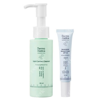 Dermomedica Resveratrol Mineral Cream SPF 30 + Lipid Control Cleanser ZESTAW Przeciwstarzeniowy krem z resweratrolem i filtrem 15 ml + Olejek myjący 60 ml