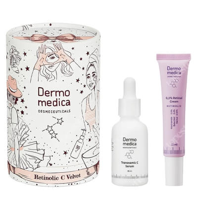 Dermomedica Retinolic C Velvet ZESTAW Serum z witaminą C, kwasem traneksamowym i czynnikiem wzrostu 30 ml + Krem z retinalem, bakuchiolem, niacynamidem i resweratrolem 15 ml