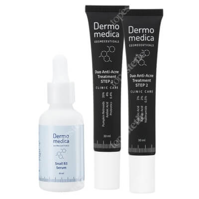 Dermomedica Snail B3 Serum + Duo Anti-Acne Treatment ZESTAW Serum z ekstraktem ze śluzu ślimaka, witaminą B3 (niacynamidem) i beta-glukanem 30 ml + Podwójna kuracja dla skóry trądzikowej 2 x 30 ml