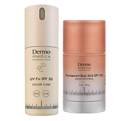 Dermomedica Sunproof Duo ZESTAW Ultralekka mgiełka fotoprotekcyjna utrwalająca makijaż 41 ml + Sztyft antyoksydacyjny, fotoprotekcyjny z ochroną przeciwsłoneczną 30 g