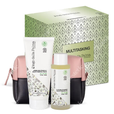 Diego dalla Palma Multitasking Set ZESTAW Organiczny olej z dzikiej róży 100 ml + Odżywczy krem wielozadaniowy 200 ml + Kosmetyczka