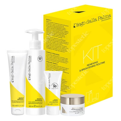 Diego dalla Palma Renewing And Brightening Routine ZESTAW Zmywacz 150 ml + Tonik 200 ml + Krem ochronny na dzień 50 ml + Maska na przebarwienia 40 ml