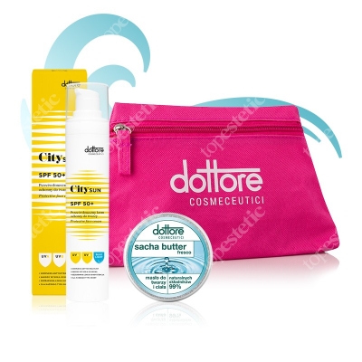 Dottore City Sun SPF50+ + Sacha Butter Fresco ZESTAW Krem przeciwsłoneczny SPF50+ 50 ml + Masło do twarzy i ciała 50 ml + kosmetyczka