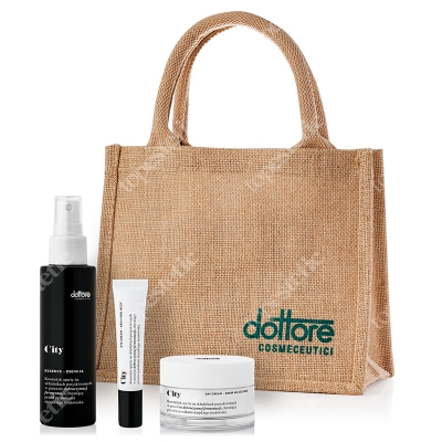 Dottore Kuracja ochronna City na dzień ZESTAW Krem na dzień 50 ml + Krem pod oczy 15 ml + Esencja do twarzy 100 ml + Torba jutowa