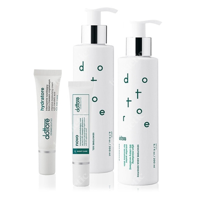 Dottore Kuracja Oczyszczająca ZESTAW Płyn micelarny 200 ml + Żel do mycia twarzy 200 ml + Hydratore krem 5 % 15 ml + Nowo krem 8% 15 ml