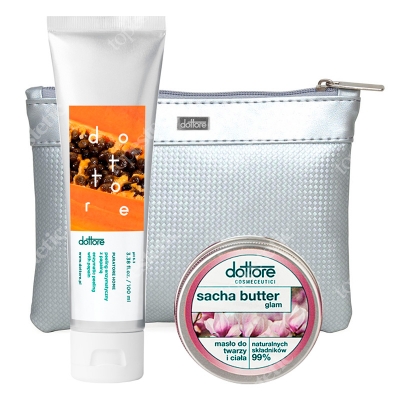 Dottore Summer Set Glam ZESTAW Peeling enzymatyczny z papainą 100 ml + Masło do twarzy i ciała 50 ml + Kosmetyczka