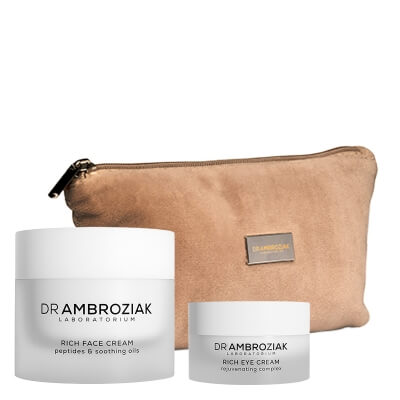 Dr Ambroziak Rich Face Care ZESTAW Odżywczy krem pod oczy 15 ml + Krem odżywczy 50 ml + Karmelowa kosmetyczka 1 szt