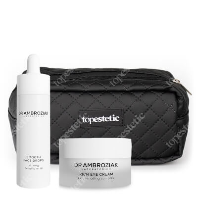 Dr Ambroziak Smooth Face Drops + Rich Eye Cream ZESTAW Serum wygładzające 30 ml + Odżywczy krem pod oczy 15 ml + Kosmetyczka 1 szt