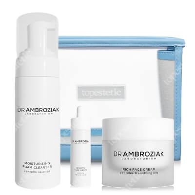 Dr Ambroziak Super Smooth Set ZESTAW Pianka myjąca 150 ml + Serum 30 ml + Krem 50 ml + Kosmetyczka 1 szt