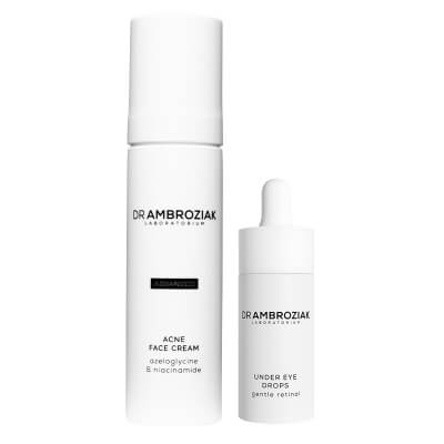 Dr Ambroziak Under Eye Drops + Acne Face Cream ZESTAW Serum pod oczy z retinolem 15 ml + Krem pielęgnacyjny do cery problematycznej 50 ml