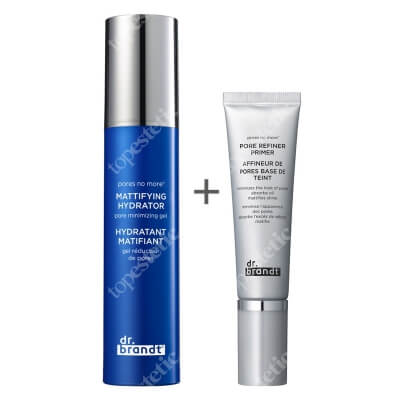 Dr Brandt Refiner Primer + Mattifying Hydrator Gel ZESTAW Matująca baza zwężająca pory 30 ml + Matujący żel nawilżający, minimalizujący widoczność porów 50 g