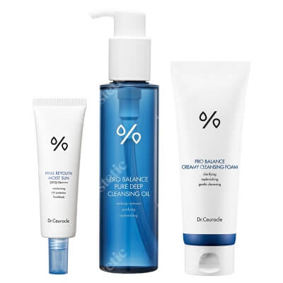 Dr Ceuracle Cleansing Foam + Cleansing Oil + Moist Sun ZESTAW Pianka do mycia 150 g + Olejek myjący 155 ml + Krem SPF 50+ 50 ml