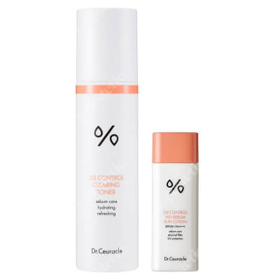 Dr Ceuracle Clearing Toner + No - Sebum Sun Lotion SPF50+/PA++++ ZESTAW Tonik kontrolujący wydzielanie sebum 120 ml + Fizyczny filtr przeciwsłoneczny 50 g