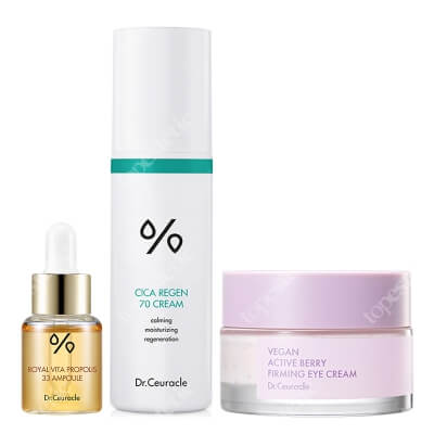 Dr Ceuracle Firming Eye Cream + Royal Vita Propolis 33 Ampoule + Cica Regen 70 Cream ZESTAW Krem pod oczy 32 g + Ampułka 15 ml + Krem regenerująco-łagodzący 50 ml