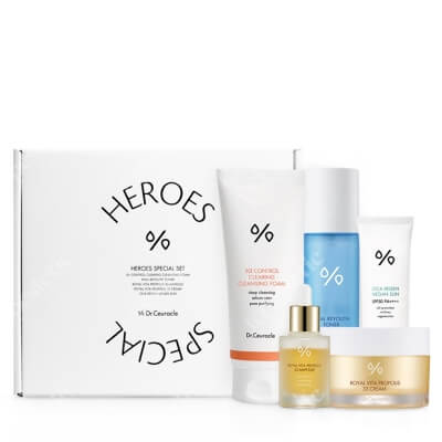 Dr Ceuracle Heroes Special Set ZESTAW Pianka myjąca 200 ml + Tonik 120 ml + Krem 50 ml + Ampułka 30 ml + Krem przeciwsłoneczny 50 ml