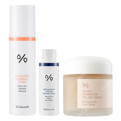 Dr Ceuracle Night Enzyme Wash + Clearing Toner + Kombucha Tea Gel Cream ZESTAW Proszek do mycia twarzy 50 g + Tonik 120 ml + Lekki krem-żel 75 ml