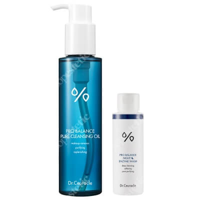 Dr Ceuracle Pro Balance Night Enzyme Wash + Pure Cleansing Oil ZESTAW Proszek do wieczornego mycia twarzy 50 g + Olejek myjący 155 ml