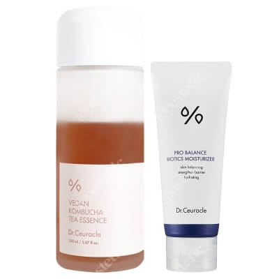 Dr Ceuracle Pro Balance + Vegan Kombucha  ZESTAW Lekki krem nawilżający 100 ml + Esencja na bazie ekstraktu herbacianego 150 ml