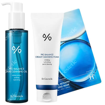 Dr Ceuracle Pure Cleansing Oil + Cleansing Foam + Hyal Reyouth Lifting Mask ZESTAW Olejek myjący 155 ml + Pianka do mycia twarzy 150 g + Maska nawilżająca 1 szt.