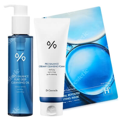 Dr Ceuracle Pure Cleansing Oil + Cleansing Foam + Hyal Reyouth Lifting Mask ZESTAW Olejek myjący 155 ml + Pianka do mycia twarzy 150 g + Maska nawilżająca 1 szt.