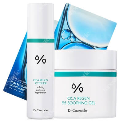 Dr Ceuracle Soothing Skin Set ZESTAW Kojący żel  110 g + Tonik kojąco-łagodzący 120 ml + Maska nawilżająca x 2