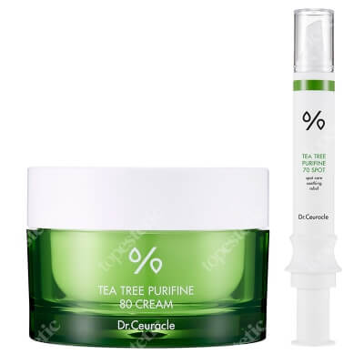 Dr Ceuracle Tea Tree Purifine 70 Spot + Tea Tree Purifine 80 Cream ZESTAW Preparat punktowy z ekstraktem z drzewa herbacianego 12 ml + Lekki krem nawilżający 50 g 