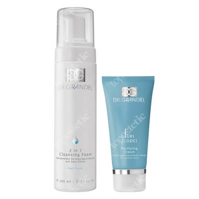 Dr Grandel Clean and Hydrating Set ZESTAW Pianka oczyszczająca z kwasami 2w1 do skór tłustych i mieszanych 200 ml + Nawilżający krem dla skóry mieszanej z tendencją do przesus