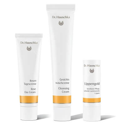 Dr Hauschka Beauty Face ZESTAW Krem do mycia twarzy 50 ml + Krem z róży na dzień 30 ml + Sztyft pielęgnacyjny do ust 4,9 g