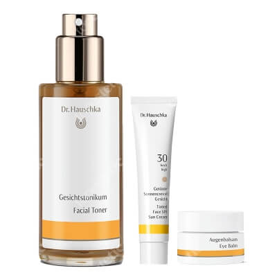 Dr Hauschka Beauty Face ZESTAW Tonik 100 ml + Balsam pod oczy 10 ml + Krem tonujący do twarzy 40 ml