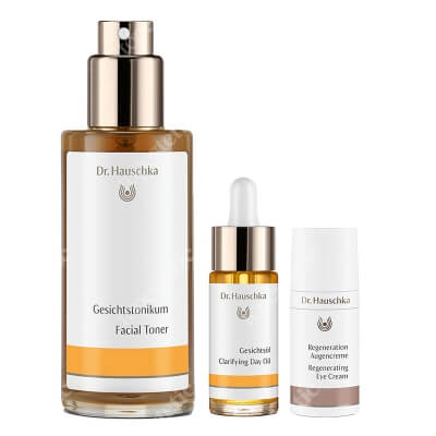 Dr Hauschka Beauty Way ZESTAW Tonik 100 ml + Olejek regulujący na dzień 18 ml + Krem regenerujący pod oczy 15 ml