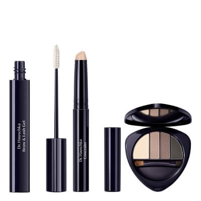 Dr Hauschka Make Up Set ZESTAW Paleta cieni do powiek i brwi (kolor 01 Stone) 5,3 g + Żel do brwi i rzęs 6 ml + Korektor (kolor 02 Chestnut) 2,5 ml
