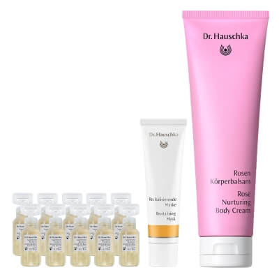Dr Hauschka Revitalizing Set ZESTAW Maseczka rewitalizująca 30 ml + Kompres odświeżający na oczy 10x5 ml + Różany krem do ciała 145 ml