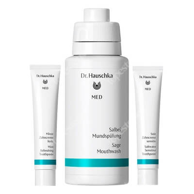 Dr Hauschka Toothpaste + Mouthwash ZESTAW Pasta do zębów z solanką 75 ml + Pasta do zębów z miętą 75 ml + Płyn do płukania jamy ustnej z szałwią 300 ml