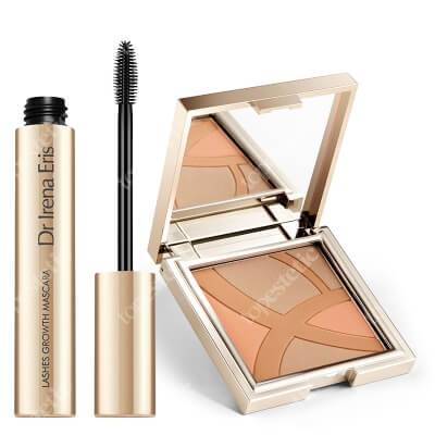 Dr Irena Eris Lashes Growth Mascara + Face Bronzer ZESTAW Tusz wydłużający i pogrubiający (kolor Black) 9 ml + Puder brązujący (kolor Warm Shade 01) 7 g