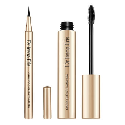 Dr Irena Eris Liquid Eyeliner Pencil + Lashes Growth Mascara ZESTAW Eyeliner we flamastrze (kolor Black) 1,1 ml + Tusz wydłużający i pogrubiający (kolor Black) 9 ml