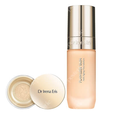 Dr Irena Eris Make-Up Fixer + Flawless Skin Anti-Aging Foundation ZESTAW Transparentny puder utrwalający makijaż 10 g + Podkład przeciwzmarszczkowy (kolor 020W Light Beige) 30 ml